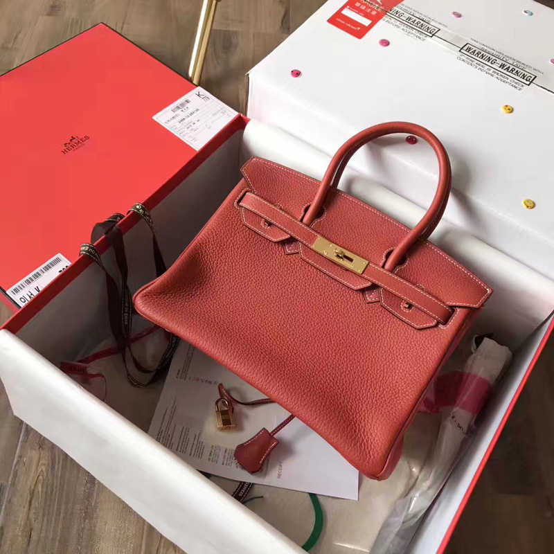 愛馬仕手提包 Hermes Birkin系列 鉑金包 純手工定制版 30cm TOGO皮 紅棕色