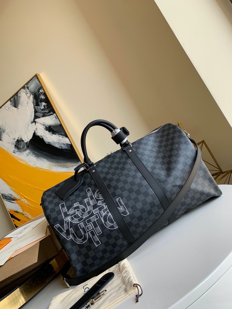 N40262 LV Keepall 50 旅行袋 Damier Graphite 帆布旅行袋 灰色印花