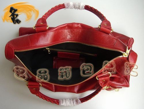 084324B BALENCIAGA手提包 BALENCIAGA經(jīng)典款機(jī)車包 大紅色牛油皮時尚女包