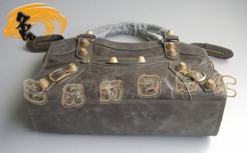 084332B 巴黎世家經典機車包 新款灰色牛皮斜挎包 BALENCIAGA時尚女士手提包