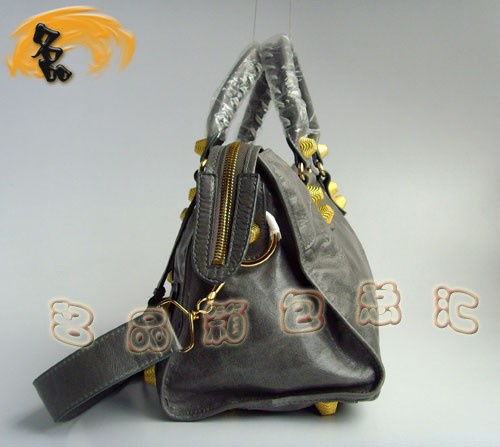 084328B BALENCIAGA 巴黎世家 經典機車包 深灰色 新款休閑手提包 斜挎包
