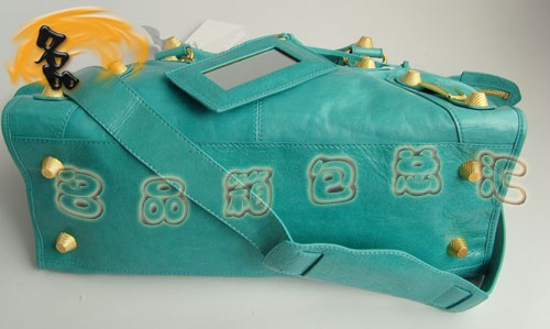 084328B BALENCIAGA 時尚女士藍色牛皮手提包 經典款機車包 新款女士斜挎包