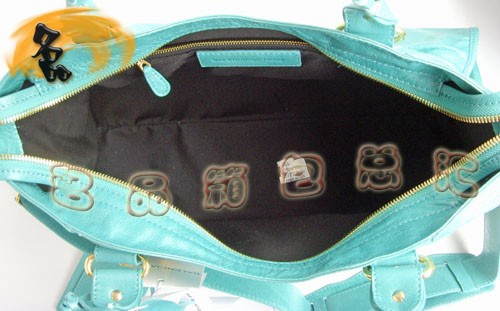 084328B BALENCIAGA 時尚女士藍色牛皮手提包 經典款機車包 新款女士斜挎包