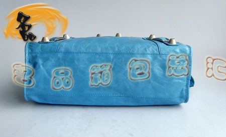 084332A BLENCIAGA藍色牛皮時尚女士手提包 巴黎世家機車包 BLENCIAGA斜挎包