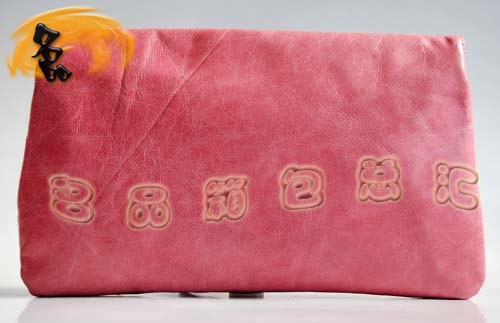 084351S BLENCIAGA新款女包 粉紅色牛皮花邊女士手拿包 BLENCIAGA晚宴包