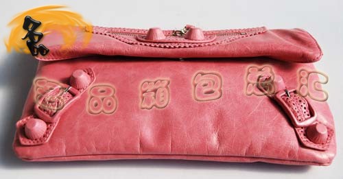 084351S BLENCIAGA新款女包 粉紅色牛皮花邊女士手拿包 BLENCIAGA晚宴包