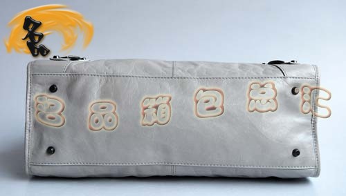 084328 超A牛皮時尚休閑女士手提包 BALENCIAGA 巴黎世家機車包 灰白色女包
