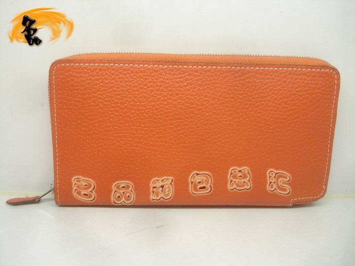 愛(ài)馬仕 Hermes最新款 荔枝紋女包 Hermes時(shí)尚女士長(zhǎng)款錢包 橙色