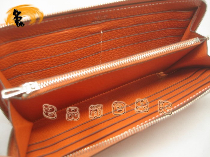 愛(ài)馬仕 Hermes最新款 荔枝紋女包 Hermes時(shí)尚女士長(zhǎng)款錢包 橙色