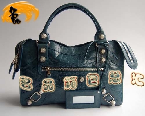 084332A 一比一品質(zhì) 經(jīng)典款機(jī)車包 巴黎世家單肩包 Balenciaga手提包 女包 寶藍(lán)色