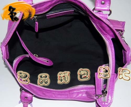 084828 Balenciaga皮釘花邊牛皮時尚休閑女包 巴黎世家最新款手提包 女包 粉紫色