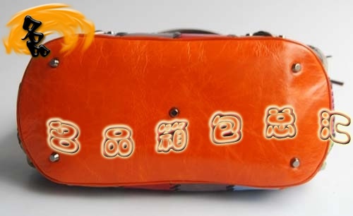 084609 Balenciaga最新款 拼色牛皮時尚女士手提包 巴黎世家女包 正品品質(zhì) 橙色