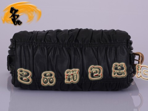 BL0651 普拉達最新款褶皺羊皮女包 Prada手拎包 Prada單肩包 原版一比一品質 黑色