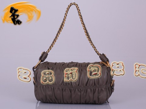 BL0651 普拉達最新款褶皺羊皮女包 Prada手拎包 Prada單肩包 原版一比一品質 卡其色