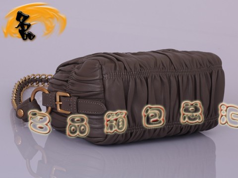 BL0651 普拉達最新款褶皺羊皮女包 Prada手拎包 Prada單肩包 原版一比一品質 卡其色