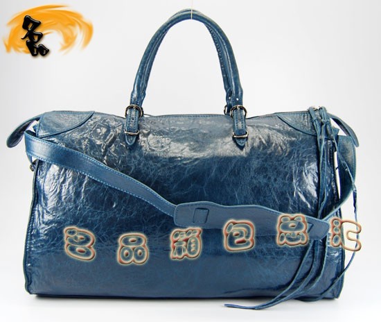 084340 Balenciaga機(jī)車包 單肩包 巴黎世家手提包 進(jìn)口羊皮時尚女包 寶藍(lán)色