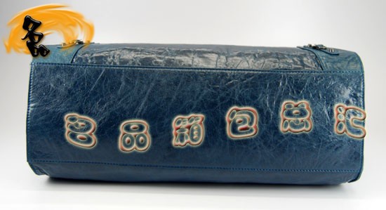 084340 Balenciaga機(jī)車包 單肩包 巴黎世家手提包 進(jìn)口羊皮時尚女包 寶藍(lán)色