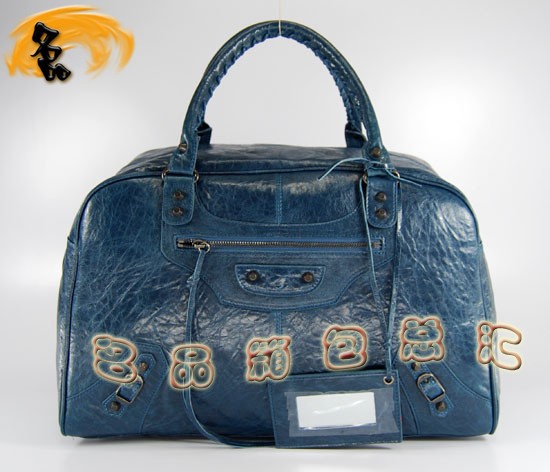 084355 進(jìn)口羊皮時尚休閑女包 Balenciaga女包 手提包 巴黎世家手提包 寶藍(lán)色