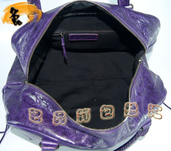 084355 Balenciaga女包 進(jìn)口羊皮時(shí)尚休閑女包 手提包 巴黎世家手提包 深紫色