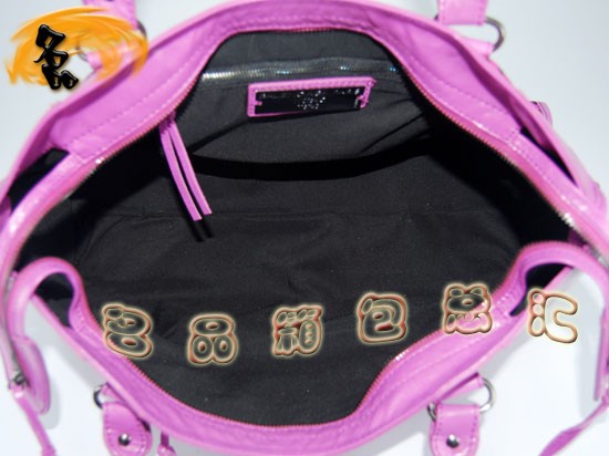 084328A Balenciaga女包 進口牛皮經典時尚女包 巴黎世家手提包 玫紅色