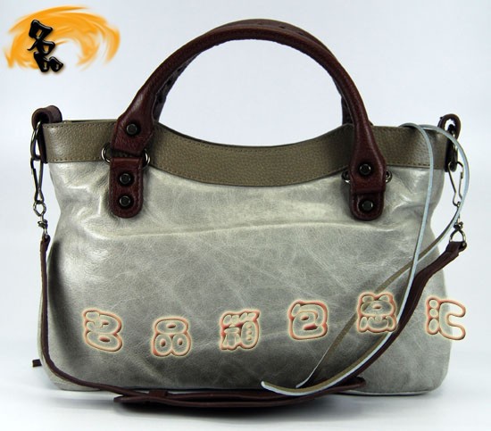 084331 Balenciaga女包 巴黎世家手提包 進(jìn)口牛皮時(shí)尚休閑女包 淺灰色
