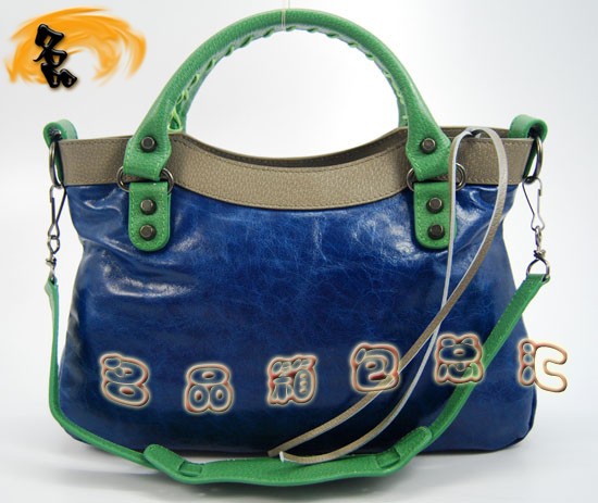 084331 Balenciaga女包 巴黎世家手提包 進(jìn)口牛皮經(jīng)典時(shí)尚女包 藍(lán)灰綠色