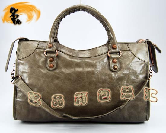 084332C Balenciaga手提包 巴黎世家單肩包 進口牛皮經典時尚女包 銀灰色