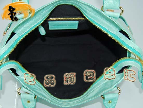 084332B Balenciaga機車包 巴黎世家單肩包 進口牛皮時尚女包 手提包 湖水藍