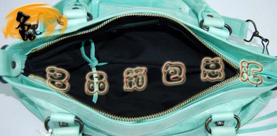 103208 巴黎世家單肩包 Balenciaga機(jī)車(chē)包 進(jìn)口油皮時(shí)尚女包 手提包 湖水藍(lán)色