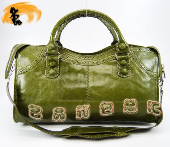 084828 Balenciaga單肩包 巴黎世家手提包 進(jìn)口牛皮經(jīng)典時(shí)尚女包 機(jī)車包 軍綠色