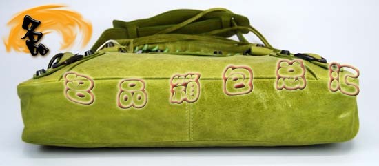103208 Balenciaga單肩包 巴黎世家機車包 進口油皮時尚女包 手提包 淺綠色