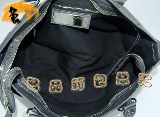 115748SA 巴黎世家手提包 Balenciaga單肩包 進口油皮時尚女包 機車包 深銀灰色