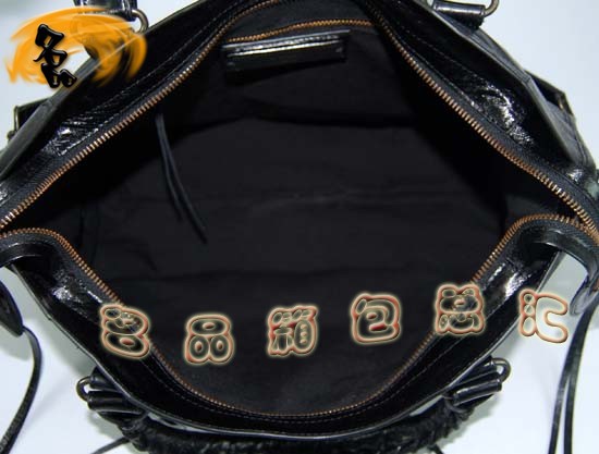 115748L 巴黎世家機車包 手提包 Balenciaga單肩包 進(jìn)口油皮時尚女包 黑色