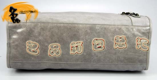 115748L 巴黎世家機車包 Balenciaga單肩包 進口油皮時尚女包 手提包 淺灰色