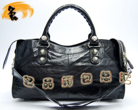 173082A Balenciaga單肩包 巴黎世家手提包 進口牛皮經典時尚女包 機車包 黑色