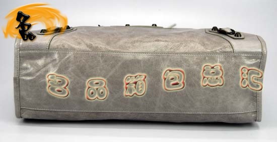 115748S 巴黎世家單肩包 進口油皮時尚女包 Balenciaga機車包 手提包 淺灰色