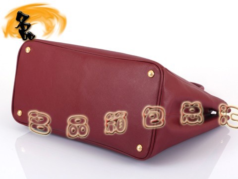 BN1844 Prada最新款十字紋進口牛皮女包 普拉達手提包 Prada手提包 紅色