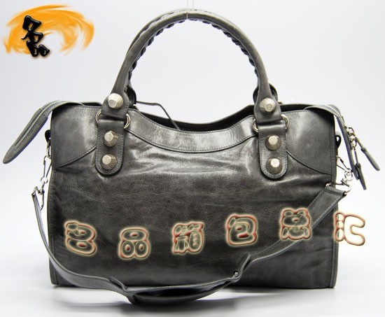 173084A Balenciaga手提包 巴黎世家單肩包 進(jìn)口牛皮經(jīng)典時(shí)尚女包 機(jī)車包 深銀灰色