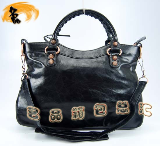240557C 巴黎世家單肩包 Balenciaga機(jī)車包 進(jìn)口油皮時(shí)尚女包 手提包 黑色