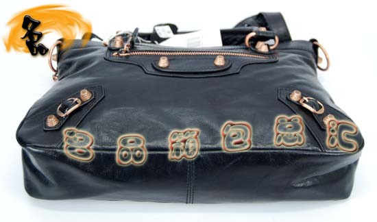 240557C 巴黎世家單肩包 Balenciaga機(jī)車包 進(jìn)口油皮時(shí)尚女包 手提包 黑色
