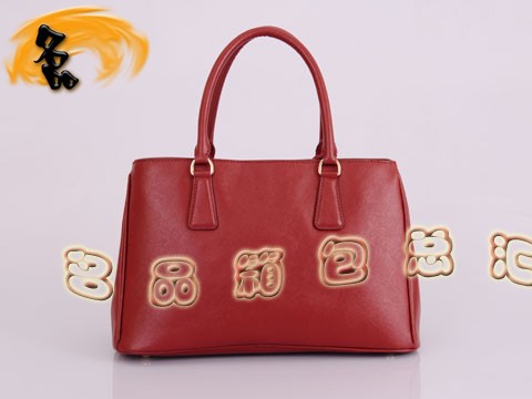 BN1874 Prada單肩包 新款時尚女士休閑包 十字紋進口牛皮女包 普拉達手提包 紅色