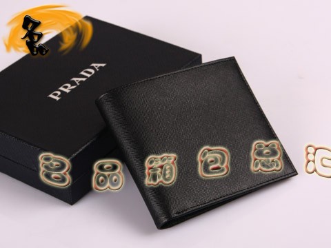 2M0114 Prada錢包 進(jìn)口十字紋牛皮錢夾 普拉達(dá)短款錢包 Prada男士錢夾 黑色