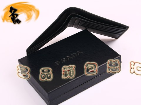 2M0114 Prada錢包 新款進(jìn)口十字紋牛皮錢夾 普拉達(dá)短款錢包 Prada男士錢夾 黑色