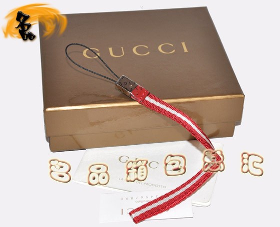 07168R Gucci手機掛飾 Gucci手機鏈 Gucci飾品 古奇最新款掛件 織帶 紅配米白色