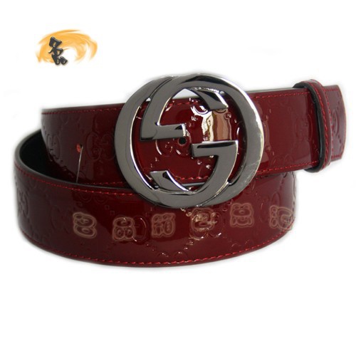 114876 Gucci經典款漆皮時尚女士皮帶 Gucci皮帶 古奇牛皮女士皮帶 Gucci腰帶 紅色