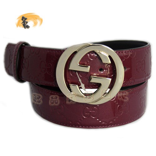 114876 Gucci經典款漆皮時尚女士皮帶 Gucci皮帶 古奇牛皮女士皮帶 Gucci腰帶 紫紅色