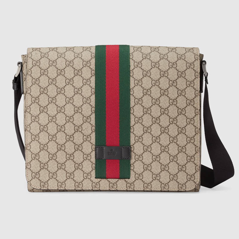 475432 Gucci GG Supreme高級人造革郵差包 Gucci男包 Gucci單肩斜挎包
