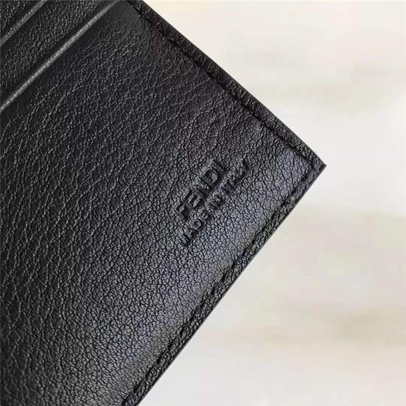 FENDI 芬迪 小怪獸眼睛 精美全牛皮橫式皮夾 黑色額頭