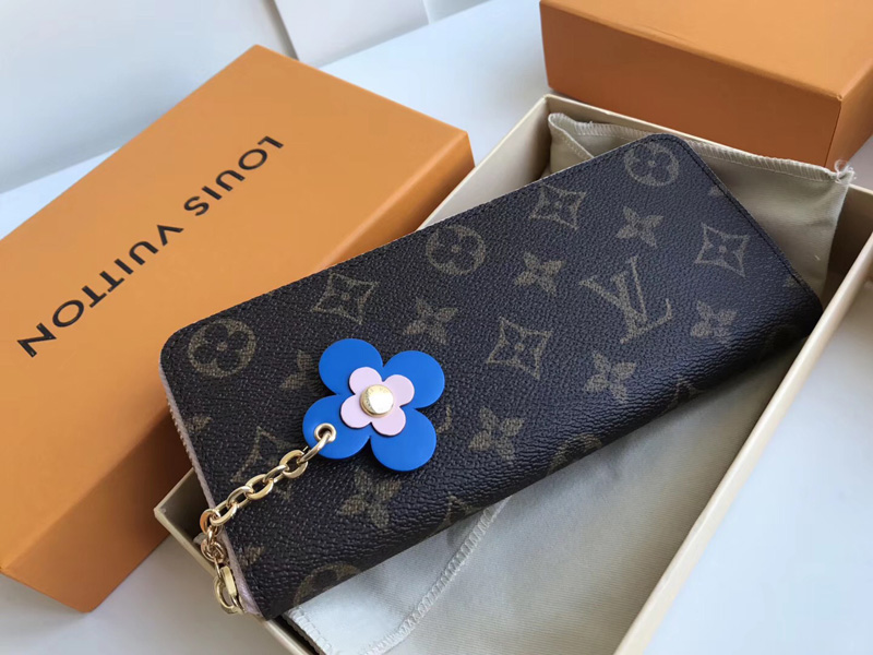 M63896 LV CLEMENCE 錢夾 LV拉鏈錢包 LV女士錢包 LV花卉裝飾錢包 粉色
