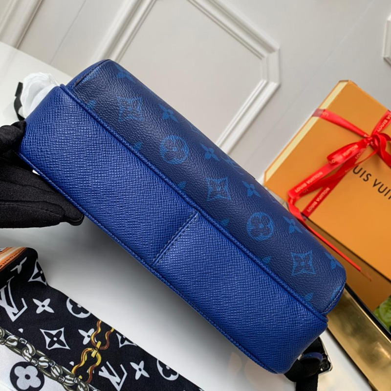 M30242 LV OUTDOOR 郵差包 Monogram 帆布單肩斜跨男包 LV郵差包 藍色